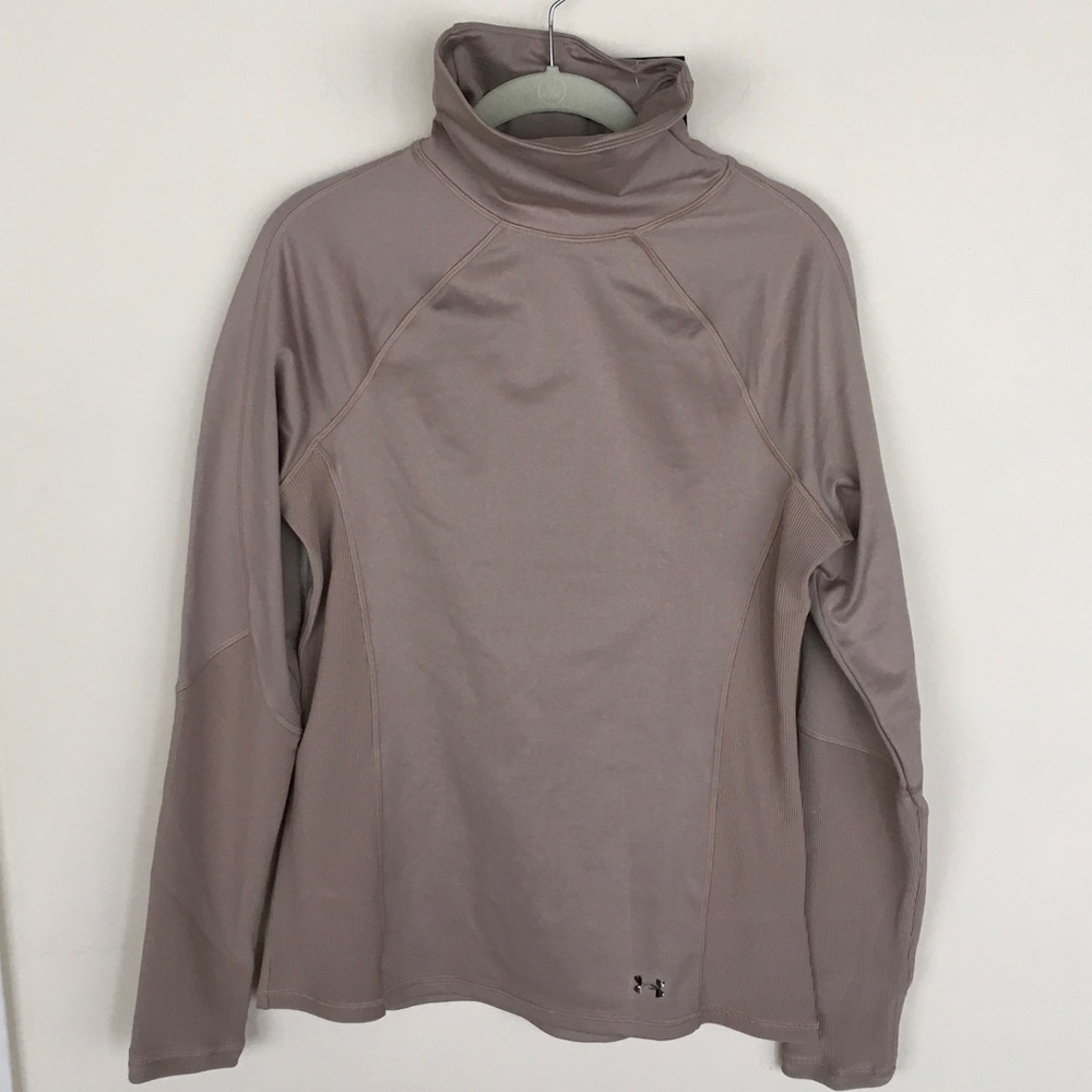 Under Armour Neutral Taupe Performance Funnel Neck Top